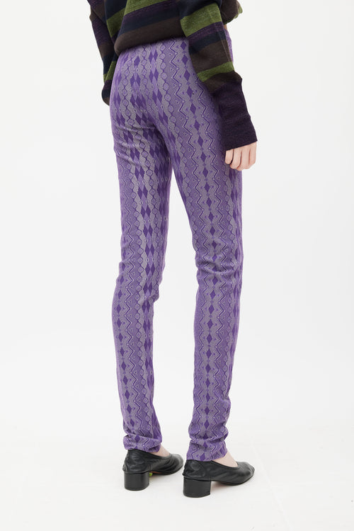 Pleats Please Issey Miyake Purple & White Argyle Legging