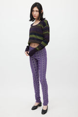 Pleats Please Issey Miyake Purple & White Argyle Legging