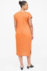 Pleats Please Issey Miyake Pleated Layered Cap Sleeve Dress