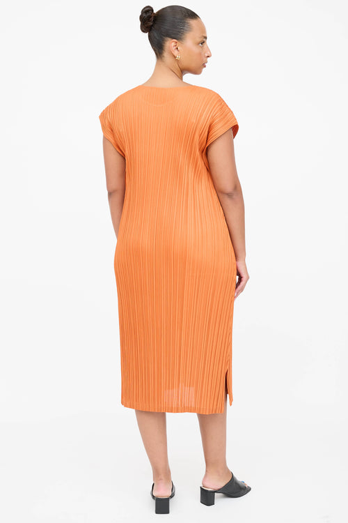 Pleats Please Issey Miyake Pleated Layered Cap Sleeve Dress
