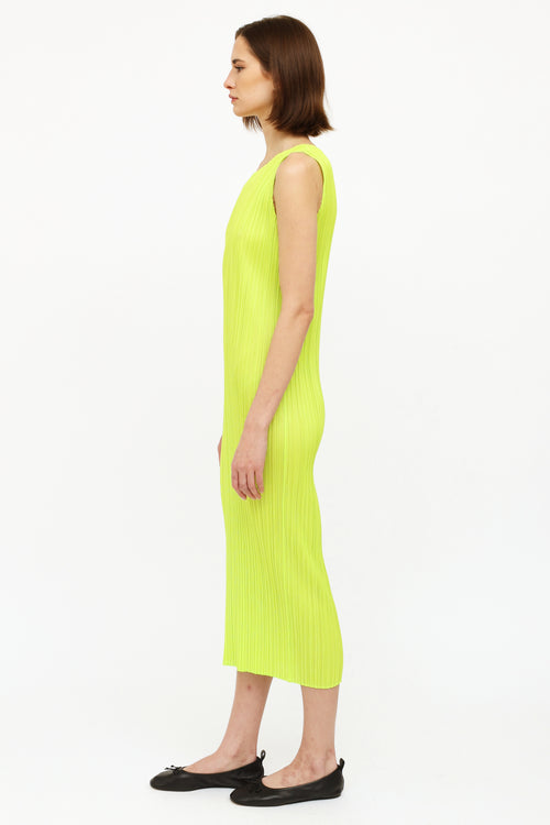 Issey Miyake Pleats Please Neon Yellow Dress