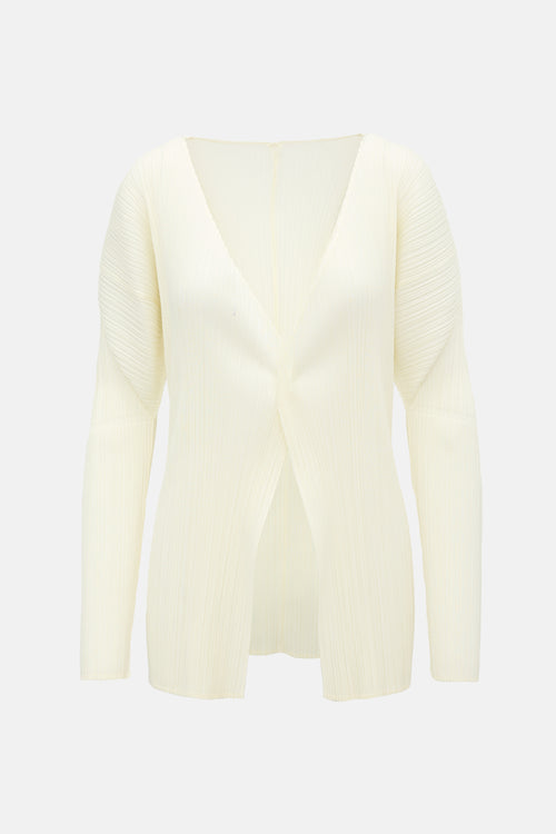 Pleats Please Issey Miyake Plissé Open Cardigan