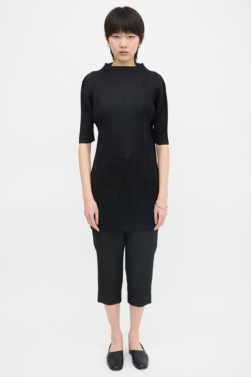 Pleats Please Issey Miyake Pleated Mock Neck Top