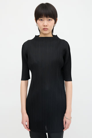 Pleats Please Issey Miyake Pleated Mock Neck Top