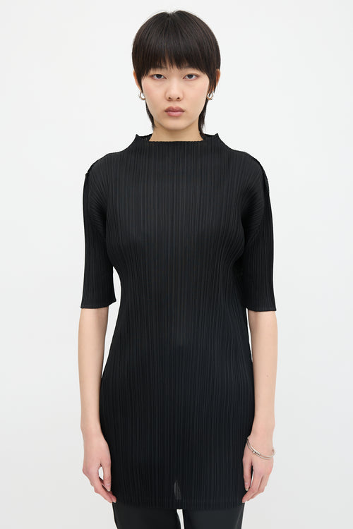 Pleats Please Issey Miyake Pleated Mock Neck Top