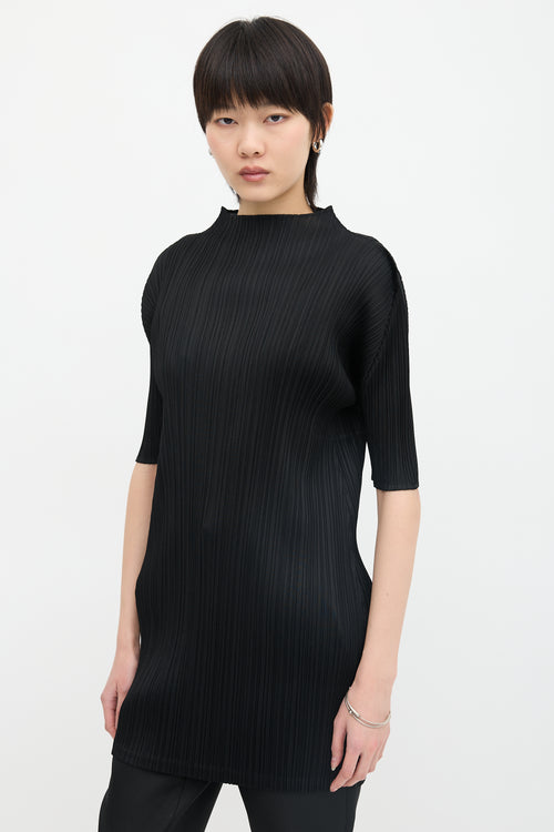 Pleats Please Issey Miyake Pleated Mock Neck Top