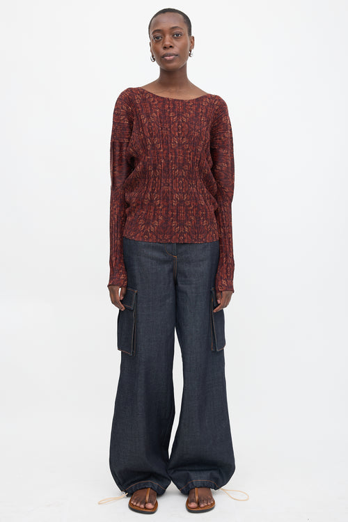 Pleats Please Issey Miyake Printed Pleated Top