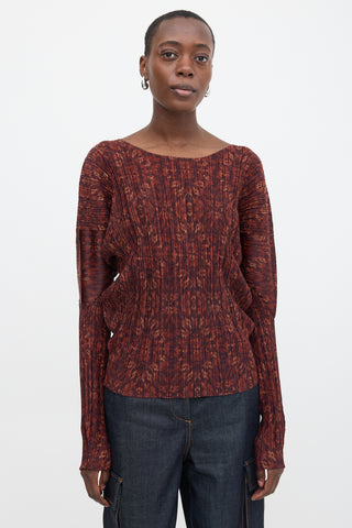 Pleats Please Issey Miyake Printed Pleated Top