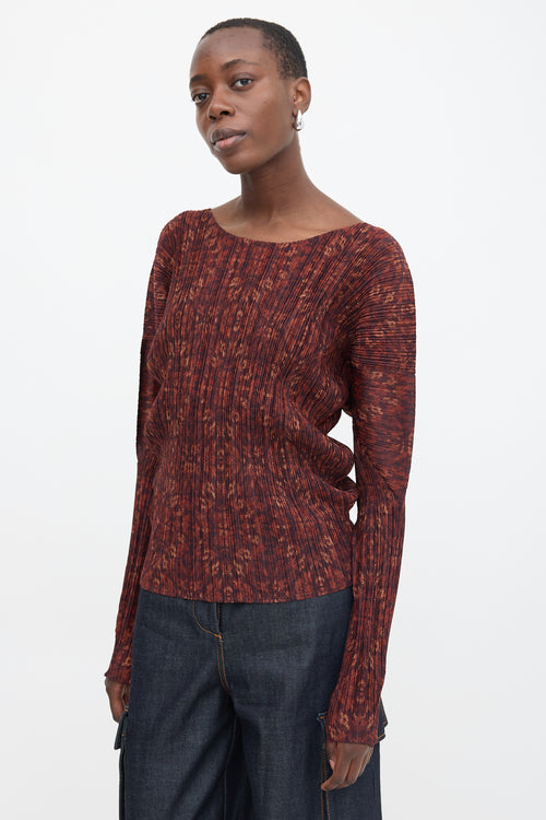 Pleats Please Issey Miyake Printed Pleated Top