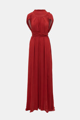 Plein Sud Silk Tie Collar Maxi Dress