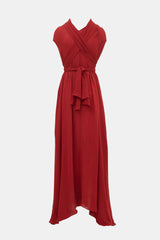 Plein Sud Silk Tie Collar Maxi Dress