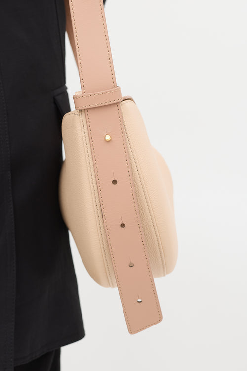 Polène Pink Leather Tonca Crossbody Bag