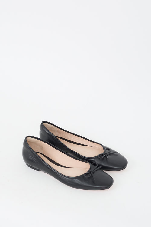 Porte & Paire Black Leather Ballet Flat