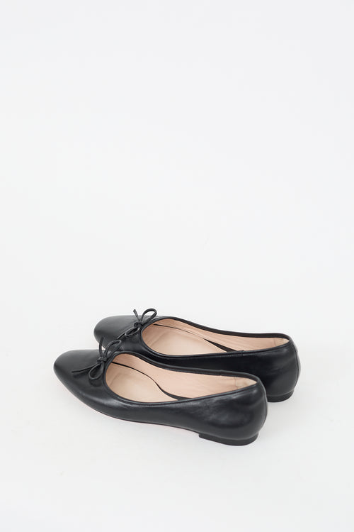 Porte & Paire Black Leather Ballet Flat