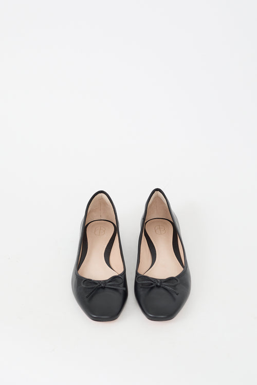 Porte & Paire Black Leather Ballet Flat