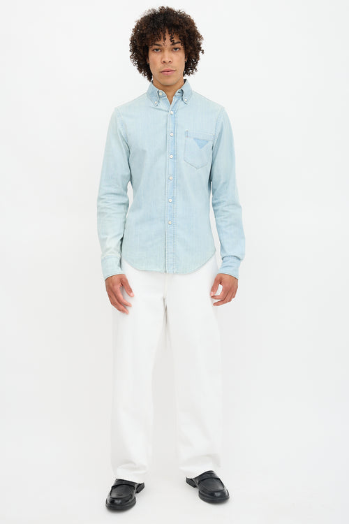 Prada Chambray 019 Logo Shirt