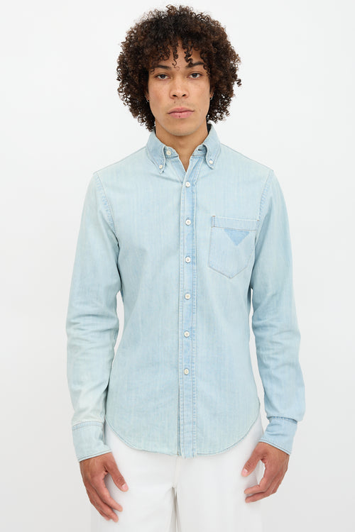 Prada Chambray 019 Logo Shirt