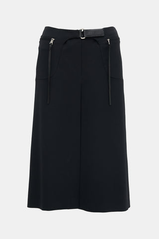 Prada 1999 Wool Vented Midi Skirt