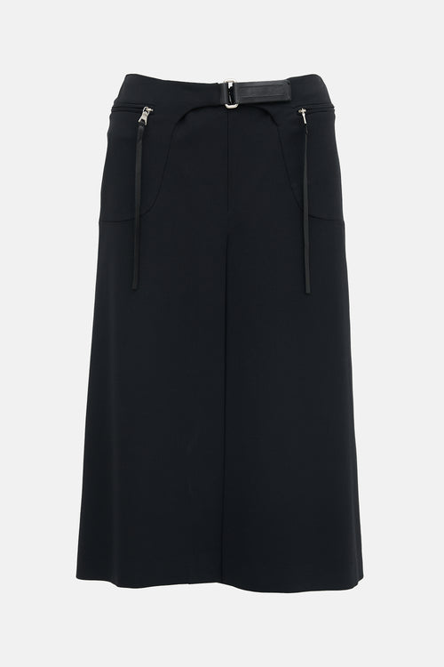 Prada 1999 Wool Vented Midi Skirt