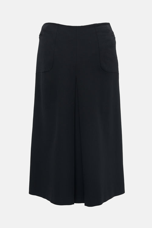 Prada 1999 Wool Vented Midi Skirt