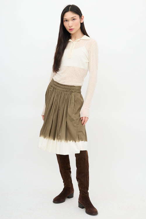 Prada 2006 Pleated Dip-Dye Skirt