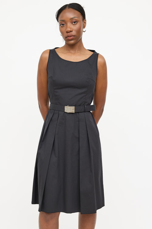 Prada 2007 Pleated Belted Dress