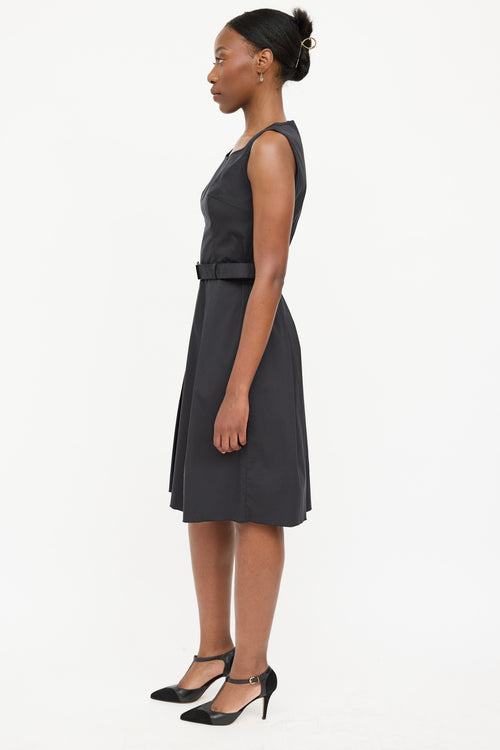 Prada 2007 Pleated Belted Dress