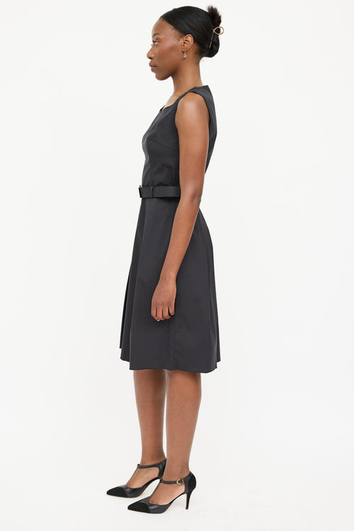 Prada 2007 Pleated Belted Dress