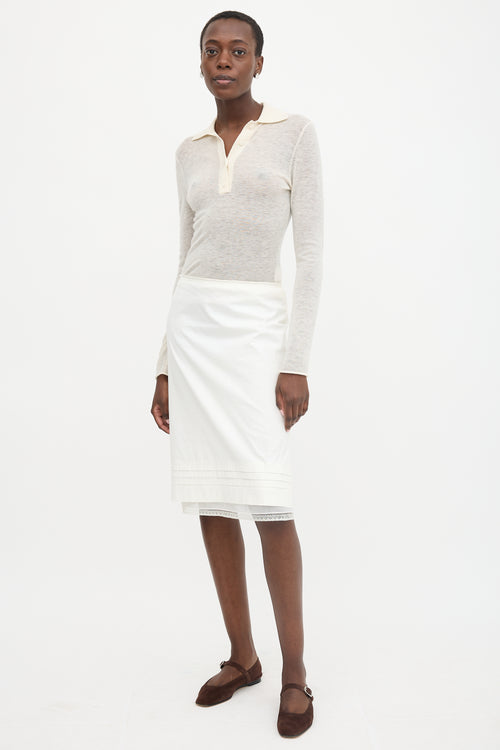 Prada 2007 Pleated Hem Midi Skirt