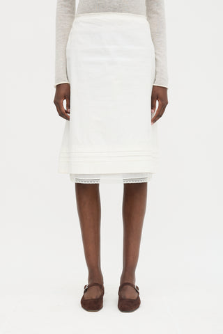 Prada 2007 Pleated Hem Midi Skirt