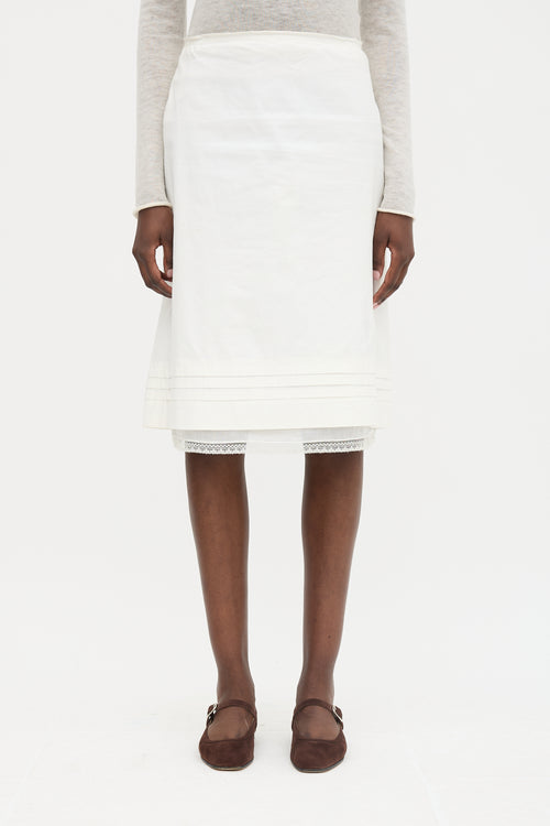Prada 2007 Pleated Hem Midi Skirt