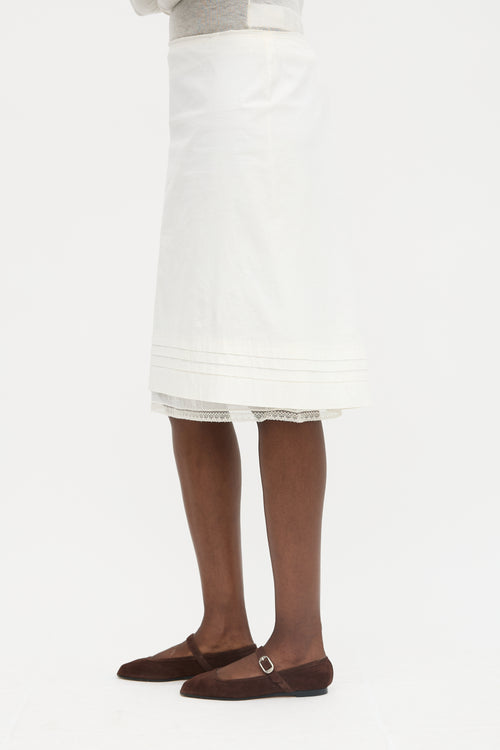Prada 2007 Pleated Hem Midi Skirt