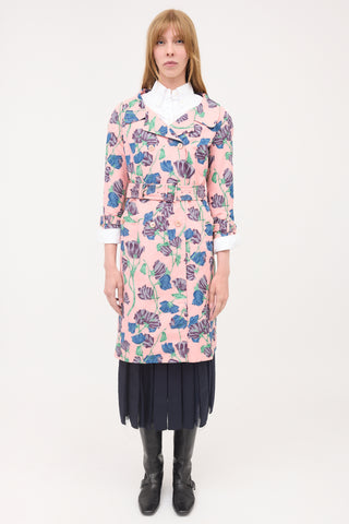 Prada 2008 Silk Belted Trench Coat