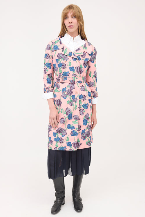 Prada 2008 Silk Belted Trench Coat