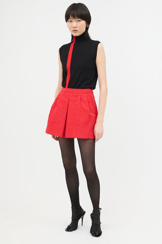 Prada 2008 Silk Embossed Dot Skirt