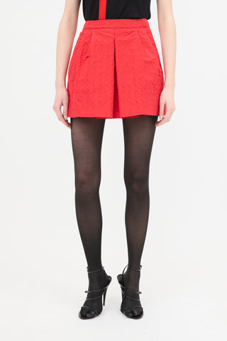 Prada 2008 Silk Embossed Dot Skirt