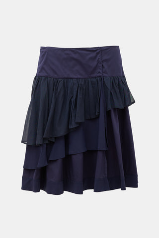 Prada 2008 Silk Tiered Wrap Skirt
