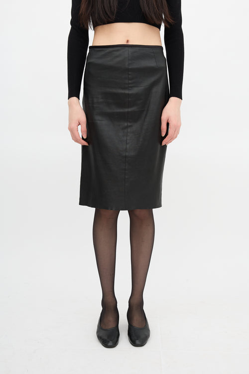 Prada 2009 Faux Leather Midi Skirt