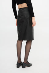 Prada 2009 Faux Leather Midi Skirt