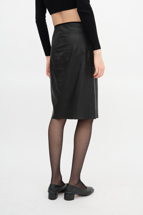 Prada 2009 Faux Leather Midi Skirt