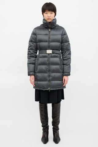 Prada 2009 Nylon & Down Belted Coat