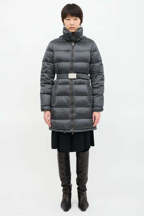 Prada 2009 Nylon & Down Belted Coat