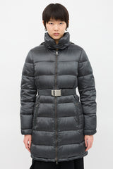 Prada 2009 Nylon & Down Belted Coat