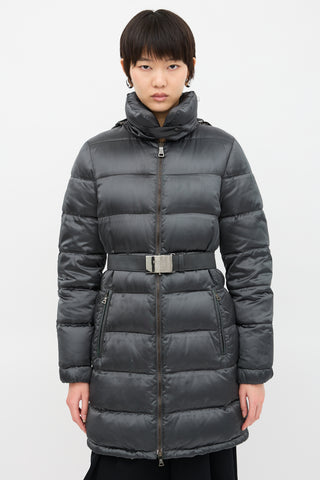 Prada 2009 Nylon & Down Belted Coat