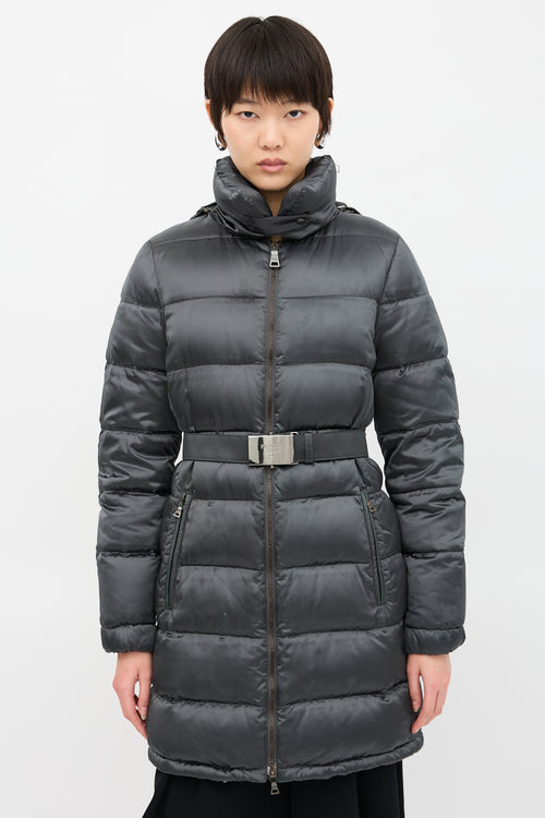 Prada 2009 Nylon & Down Belted Coat