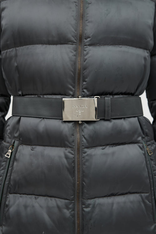 Prada 2009 Nylon & Down Belted Coat