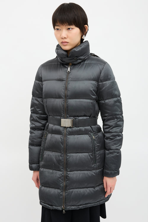 Prada 2009 Nylon & Down Belted Coat