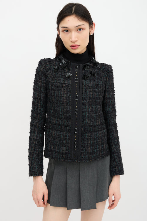 Prada 2009 Wool Embellished Tweed Jacket