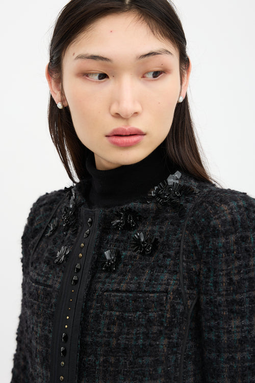 Prada 2010 Wool Embellished Tweed Jacket