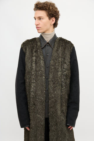 Prada 2009 Wool & Faux Fur Coat